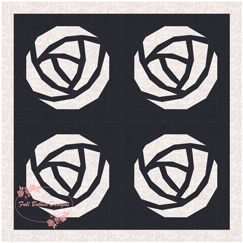 Art Nouveau Rose Flower Quilt Block  FPP Pattern
