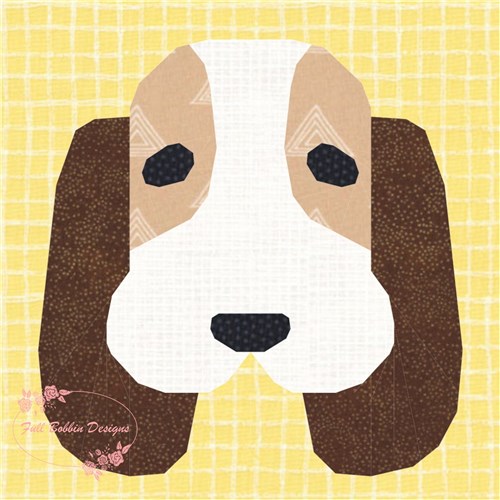 Basset Hound Dog  Quilt Block