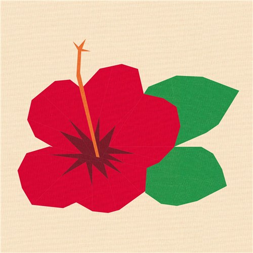 Hibiscus Tropical Flower  Quilt Block  FPP Pattern