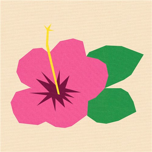 Hibiscus Tropical Flower  Quilt Block  FPP Pattern
