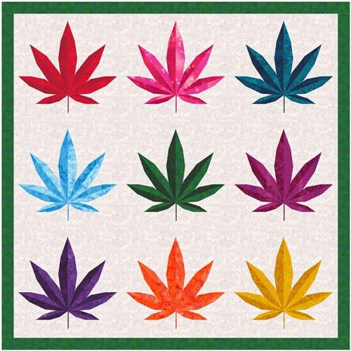 Pot Leaf Marijuana  Quilt Block  FPP Pattern