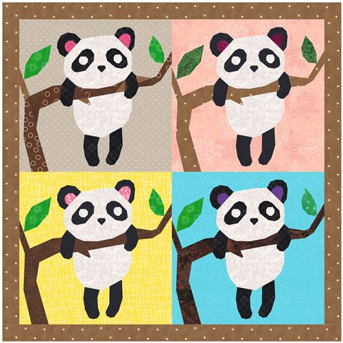 Sleepy Panda  Quilt Block  FPP Pattern