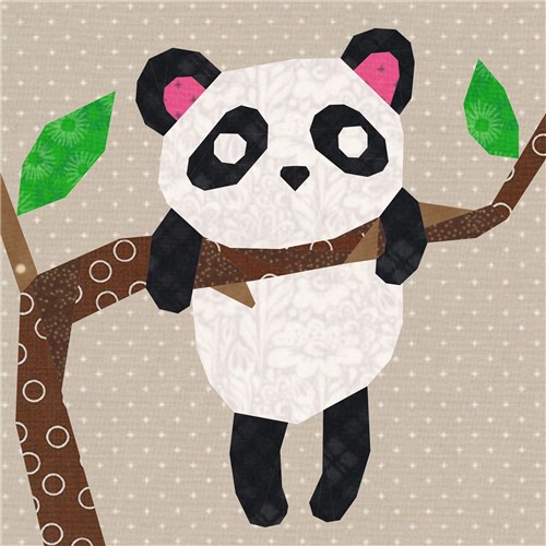 Sleepy Panda  Quilt Block  FPP Pattern