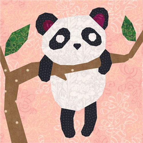 Sleepy Panda  Quilt Block  FPP Pattern