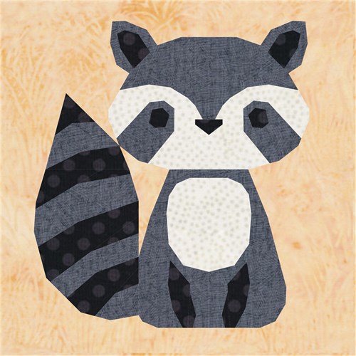 Raccoon  Quilt Block  FPP Pattern