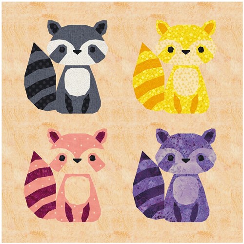 Raccoon  Quilt Block  FPP Pattern