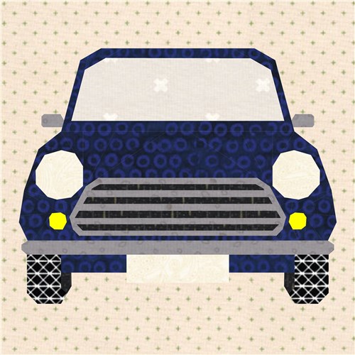 Pedal to the Metal Car  Quilt Block  FPP Pattern