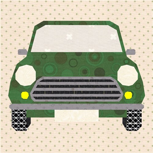 Pedal to the Metal Car  Quilt Block  FPP Pattern