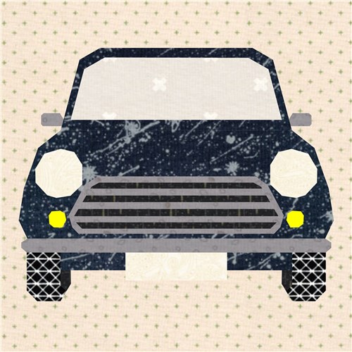 Pedal to the Metal Car  Quilt Block  FPP Pattern