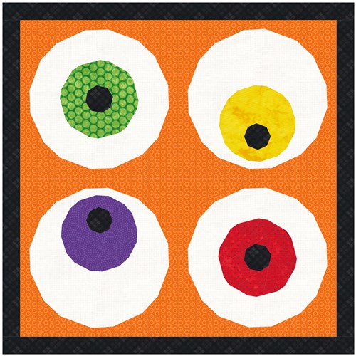 Googly Eyes Halloween  Quilt Block  FPP Pattern  Versions
