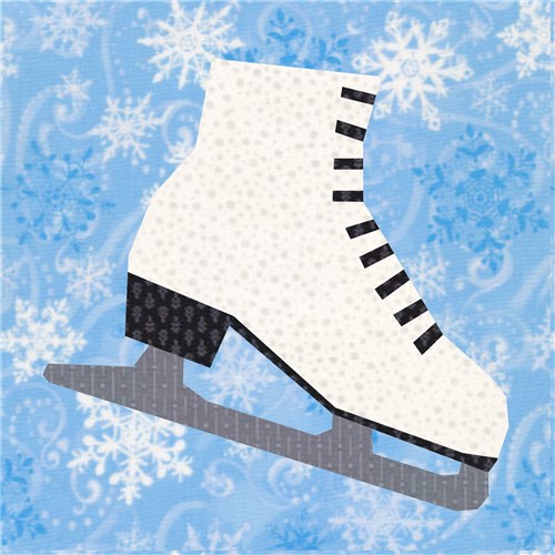 Dancing on Ice Ice Skate  Quilt Block  FPP Pattern