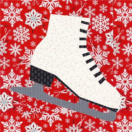 Dancing on Ice Ice Skate  Quilt Block  FPP Pattern