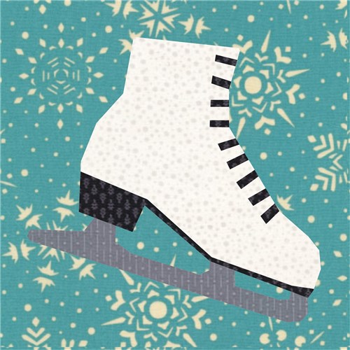 Dancing on Ice Ice Skate  Quilt Block  FPP Pattern
