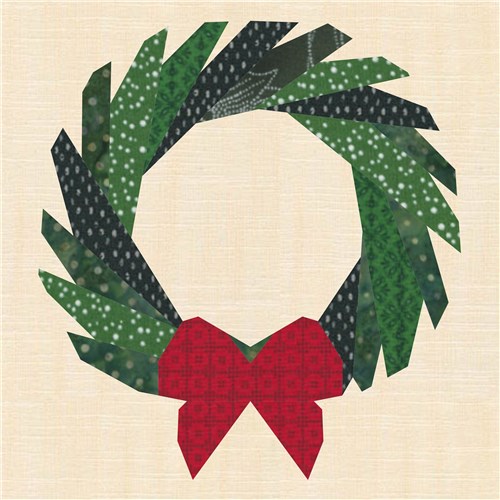 Christmas Wreath  Quilt Block  FPP Pattern