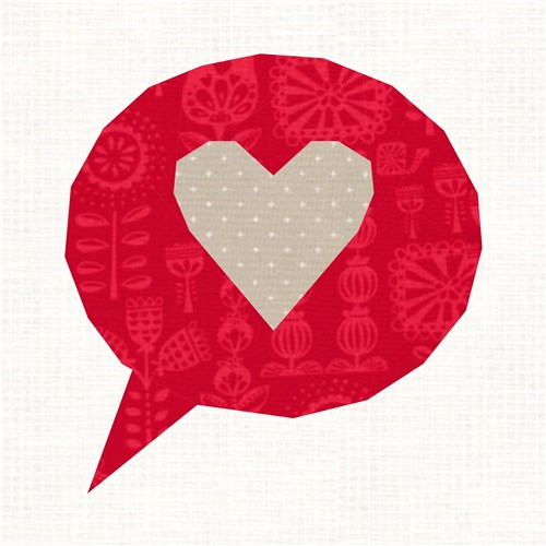 Love Heart Speech Bubble  Quilt Block  FPP Pattern
