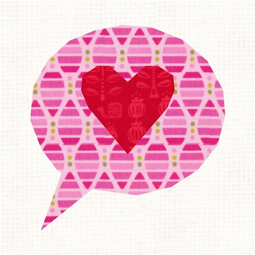 Love Heart Speech Bubble  Quilt Block  FPP Pattern