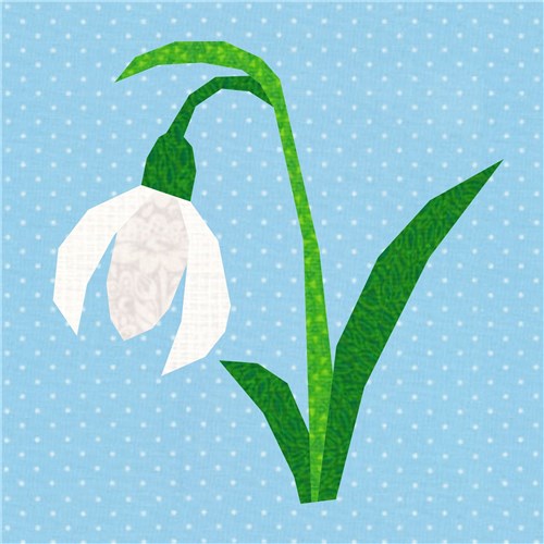 Snowdrop Flower Quilt Block  FPP Pattern