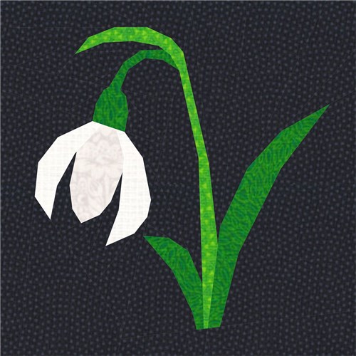 Snowdrop Flower Quilt Block  FPP Pattern