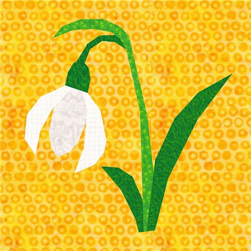 Snowdrop Flower Quilt Block  FPP Pattern