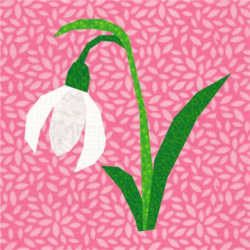 Snowdrop Flower Quilt Block  FPP Pattern