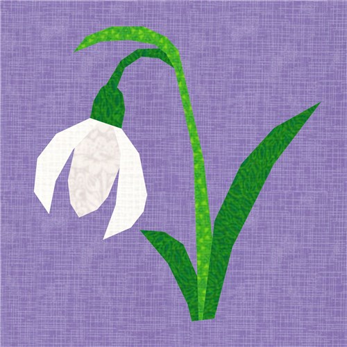 Snowdrop Flower Quilt Block  FPP Pattern