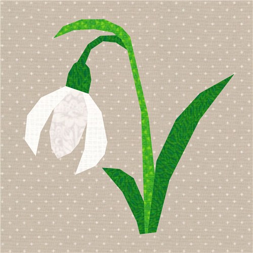 Snowdrop Flower Quilt Block  FPP Pattern