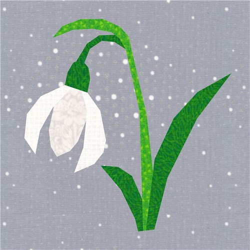 Snowdrop Flower Quilt Block  FPP Pattern