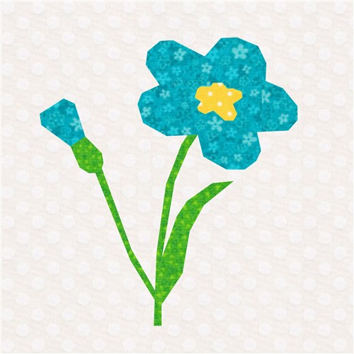 Forget-Me-Not Flower Quilt Block  FPP Pattern