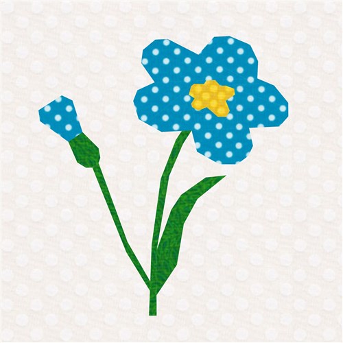 Forget-Me-Not Flower Quilt Block  FPP Pattern