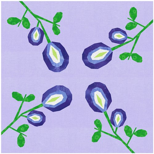 Butterfly Pea Flower Quilt Block  FPP Pattern