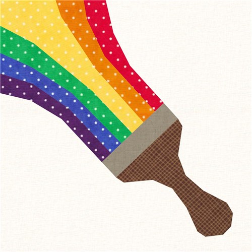 Colour my World Rainbow Paintbrush  Quilt Block  FPP Pattern