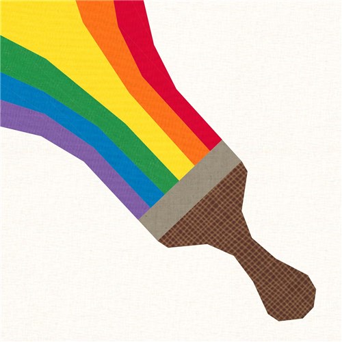 Colour my World Rainbow Paintbrush  Quilt Block  FPP Pattern