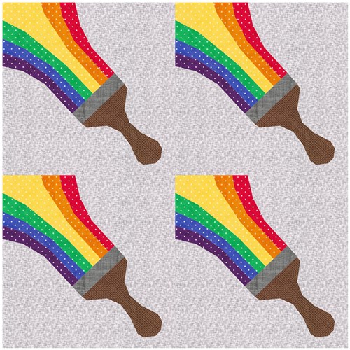 Colour my World Rainbow Paintbrush  Quilt Block  FPP Pattern