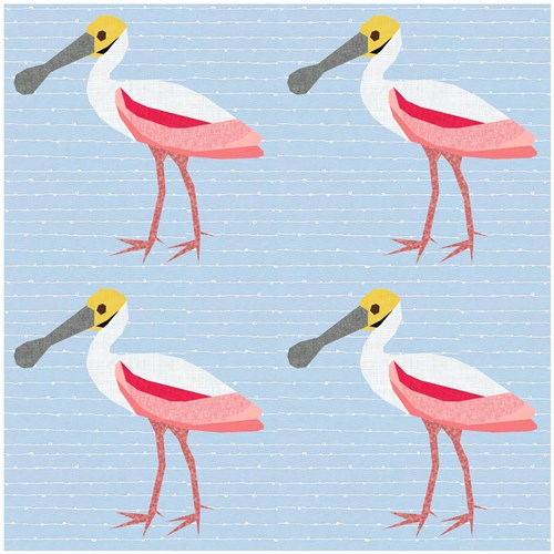 Spoonbill Roseate Quilt Block  FPP Pattern