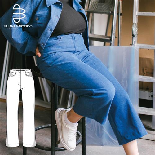 Flare High Waist Pants Easy Sewing Pattern A4 Letter PDF Download