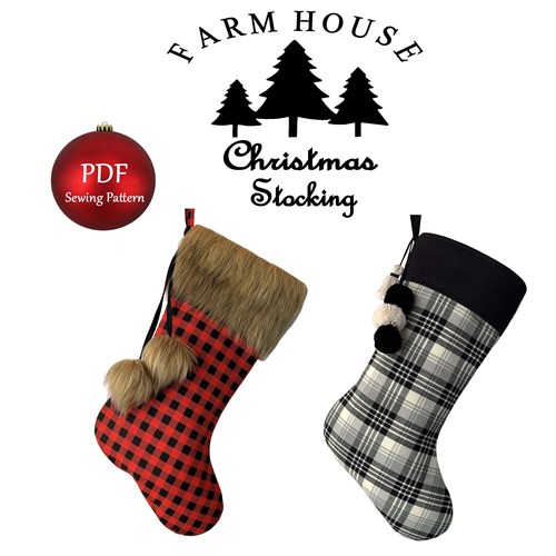 Farmhouse Christmas Stocking Sewing Pattern