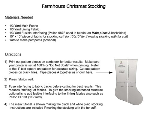 Farmhouse Christmas Stocking Sewing Pattern