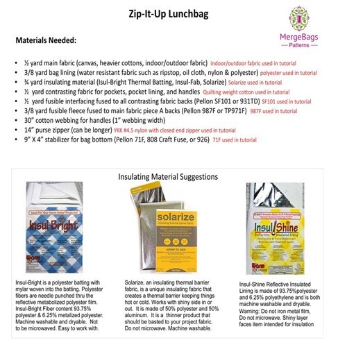 Zip-It-Up Lunch Bag Sewing Pattern