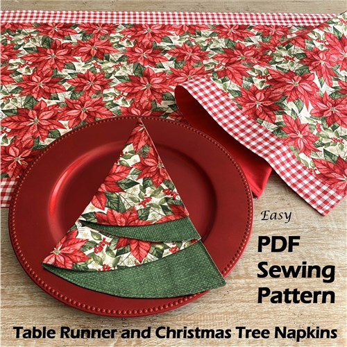 Table Runner & Christmas Tree Napkin PDF Pattern and Tutorial