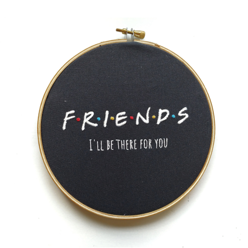 Friends with Black Background Embroidery Project 