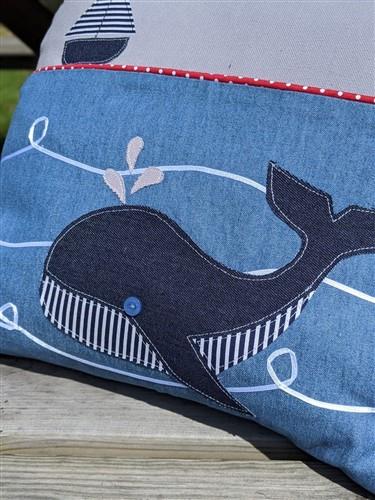 Whale Reading Pillow Sewing PDF Patterns