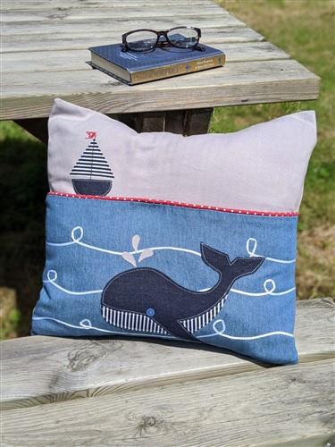 Whale Reading Pillow Sewing PDF Patterns