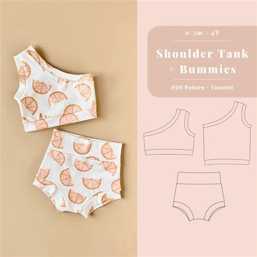 One Shoulder Tank & Bummies PDF Clothing Pattern One Shoulder Tank & Bummies PDF Clothing Pattern