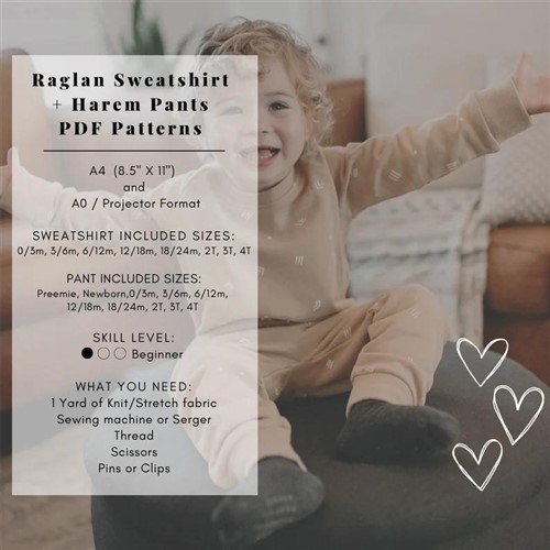 Raglan Sweatshirt & Harem Pants PDF Clothing Pattern