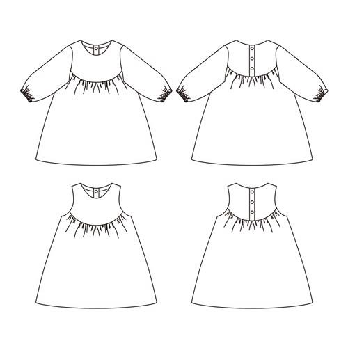 Easy Baby and Toddler Puff Sleeve Sleeveless Dress PDF Sewing Pattern Digital Download, Baby Toddler Girl Children Kid, 3M - 6Y