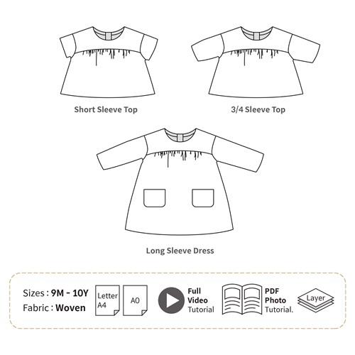 Baby Drop Shoulder Dress PDF Sewing Pattern