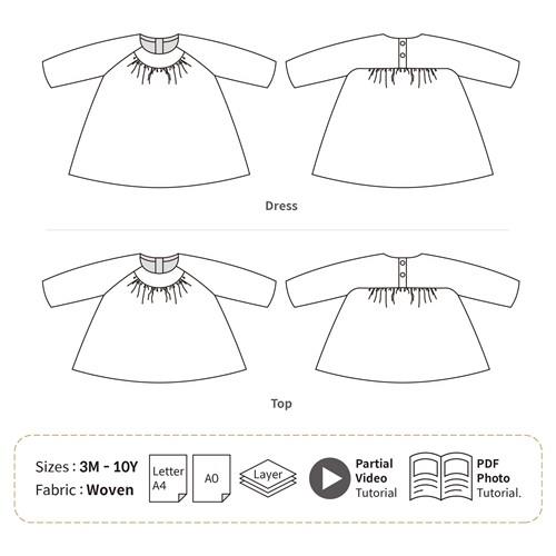 Easy Girl Dress PDF Sewing Pattern