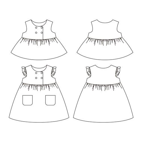 Sleeveless Double Button Dress PDF Sewing Pattern