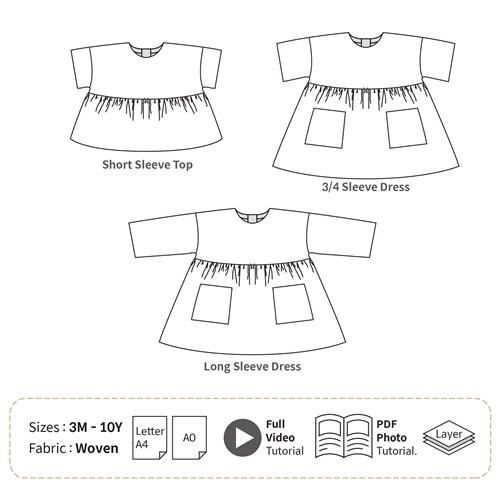 High Waist Drop Shoulder Dress PDF Sewing Pattern