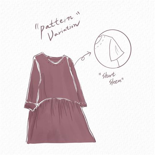 A Line Round Waist Gathered Linen Dress For Women PDF Sewing Pattern